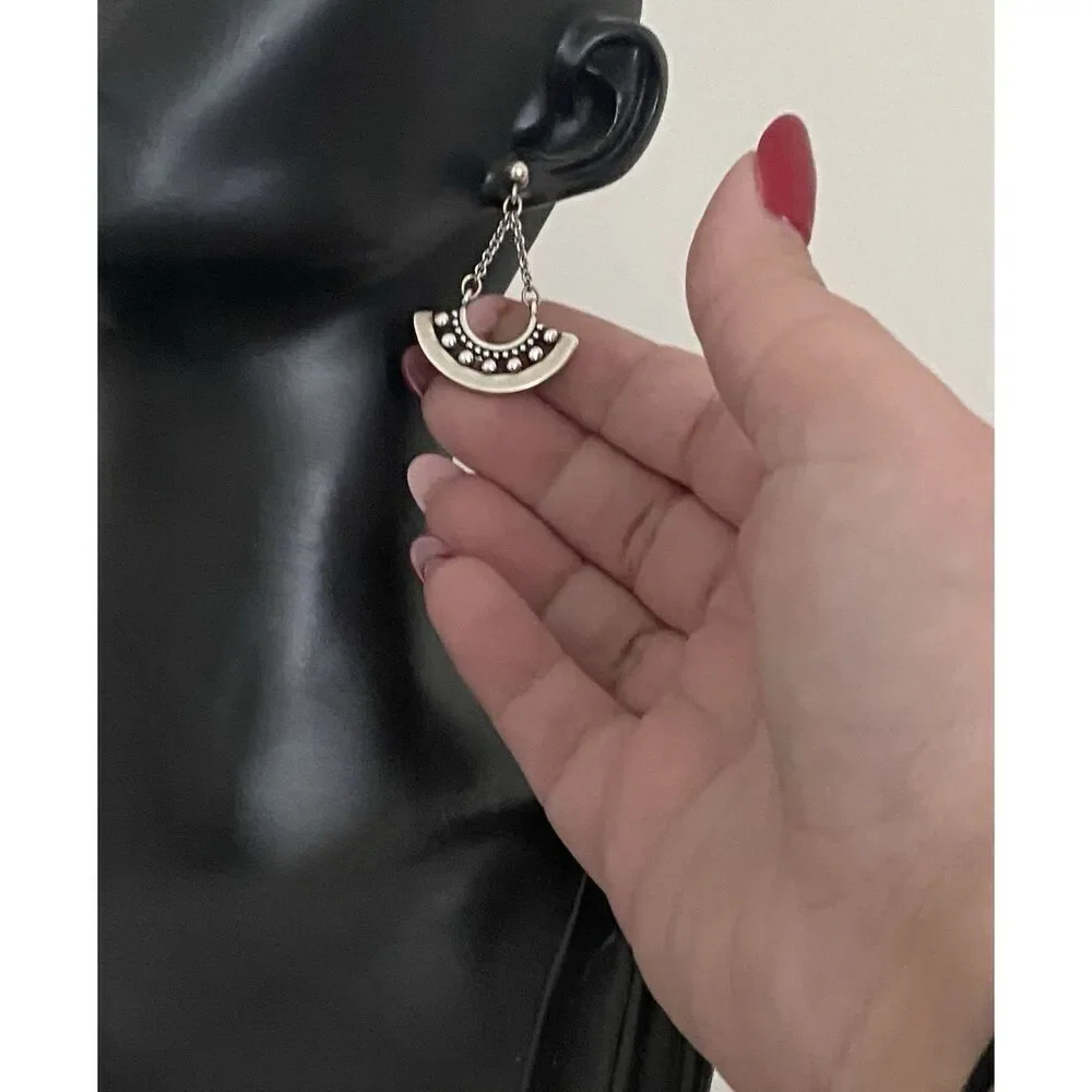 James Avery Retired Beaded Crescent Dangle Earrings